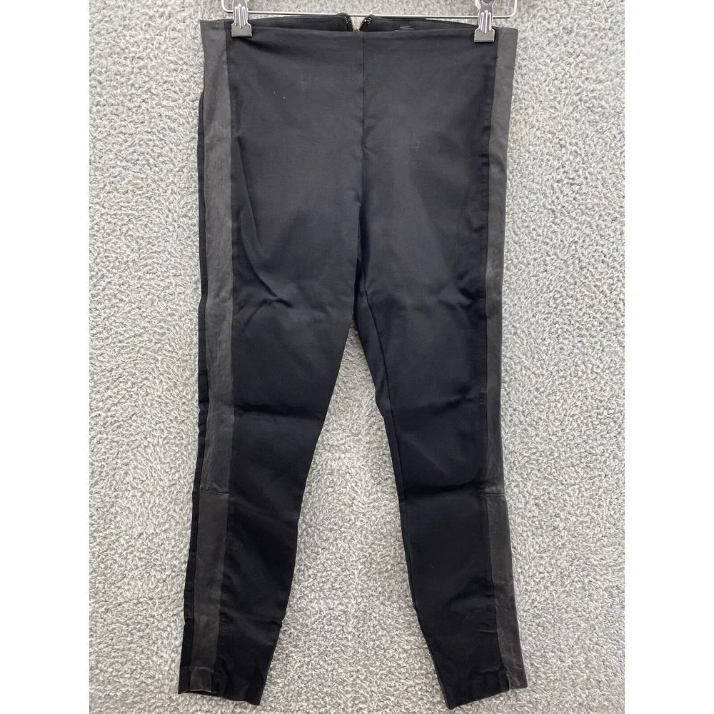 J CREW Womens Pants Sz 6 Black Skinny Ponte‎ Gray Stripe Stretch Exposed Zipper